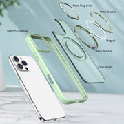 For iPhone 16 Pro Wing Series MagSafe Magnetic Ring Holder Phone Case(Avocado Green)