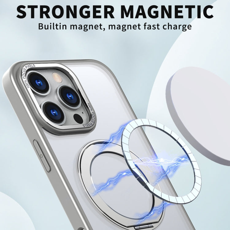 For iPhone 16 Pro Wing Series MagSafe Magnetic Ring Holder Phone Case(Titanium Gray)