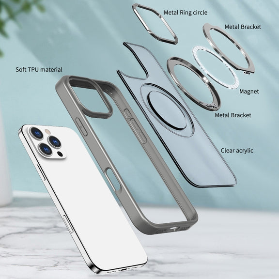 For iPhone 16 Pro Wing Series MagSafe Magnetic Ring Holder Phone Case(Titanium Gray)