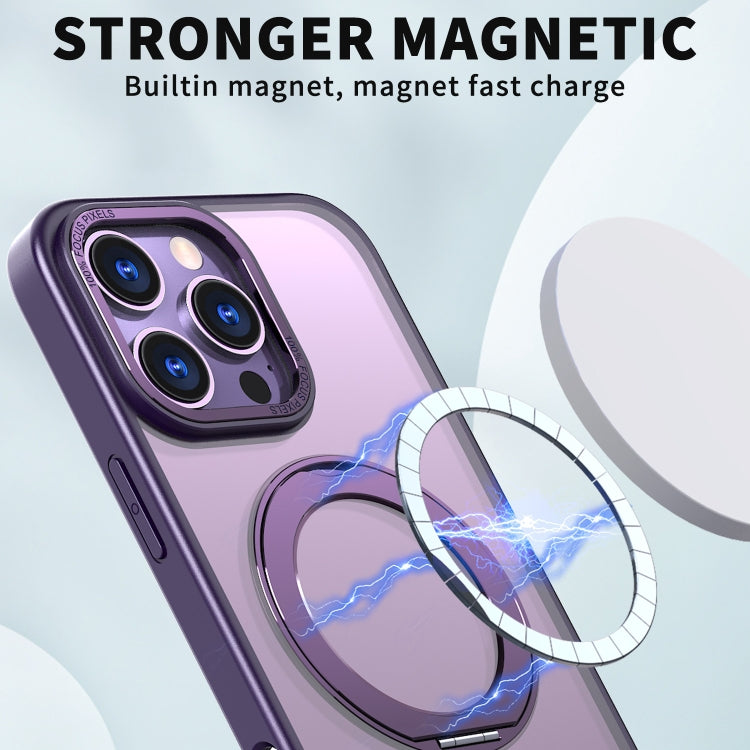 For iPhone 16 Pro Wing Series MagSafe Magnetic Ring Holder Phone Case(Dark Purple)