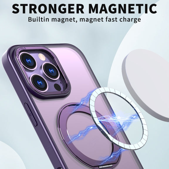 For iPhone 16 Pro Wing Series MagSafe Magnetic Ring Holder Phone Case(Dark Purple)