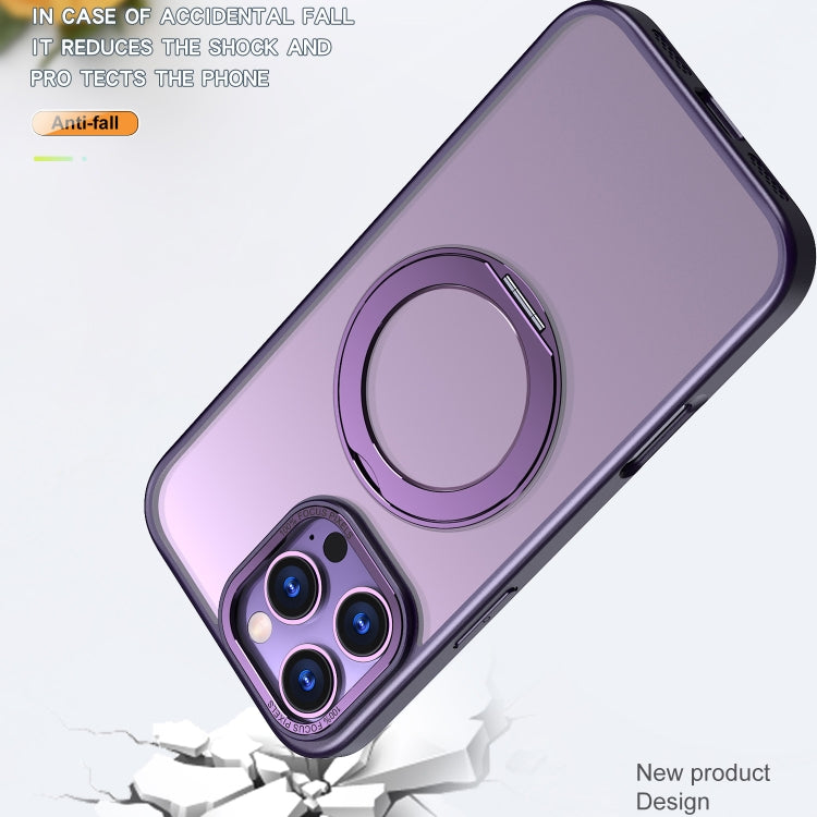 For iPhone 16 Pro Wing Series MagSafe Magnetic Ring Holder Phone Case(Dark Purple)