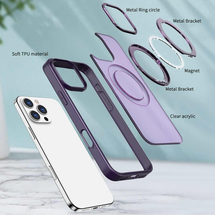 For iPhone 16 Pro Wing Series MagSafe Magnetic Ring Holder Phone Case(Dark Purple)