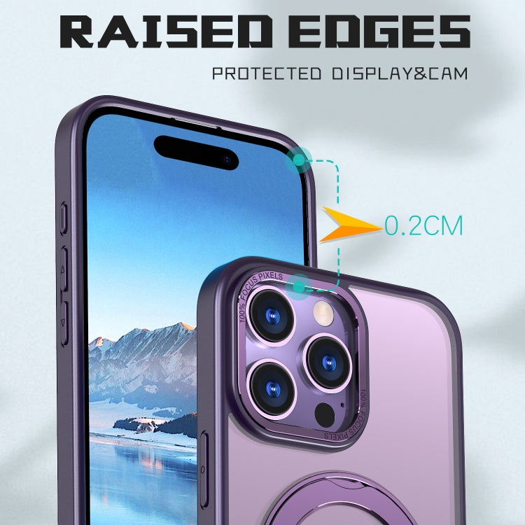 For iPhone 16 Pro Wing Series MagSafe Magnetic Ring Holder Phone Case(Dark Purple)