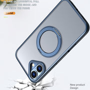 For iPhone 16 Plus Wing Series MagSafe Magnetic Ring Holder Phone Case(Blue)