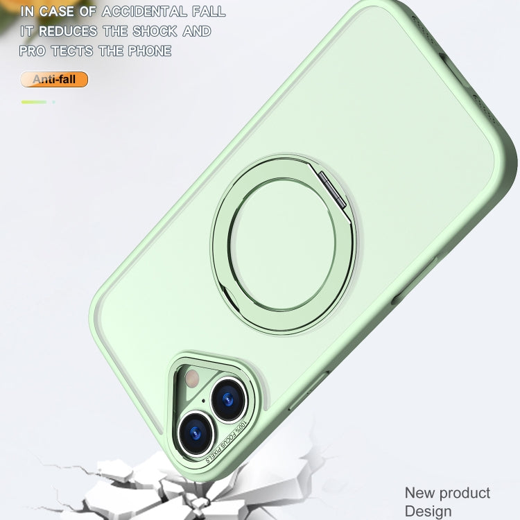For iPhone 16 Plus Wing Series MagSafe Magnetic Ring Holder Phone Case(Avocado Green)