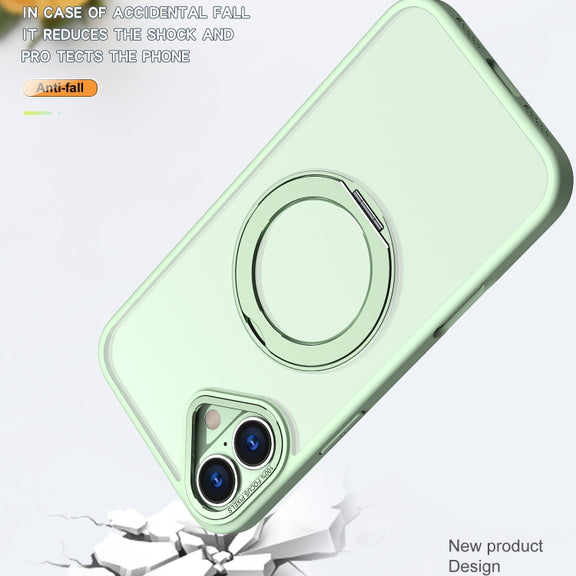 For iPhone 16 Plus Wing Series MagSafe Magnetic Ring Holder Phone Case(Avocado Green)