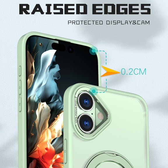 For iPhone 16 Plus Wing Series MagSafe Magnetic Ring Holder Phone Case(Avocado Green)