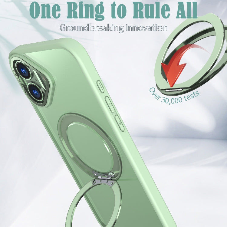 For iPhone 16 Plus Wing Series MagSafe Magnetic Ring Holder Phone Case(Avocado Green)