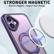 For iPhone 16 Plus Wing Series MagSafe Magnetic Ring Holder Phone Case(Dark Purple)