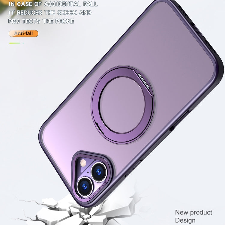 For iPhone 16 Plus Wing Series MagSafe Magnetic Ring Holder Phone Case(Dark Purple)