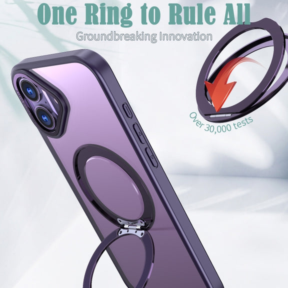 For iPhone 16 Plus Wing Series MagSafe Magnetic Ring Holder Phone Case(Dark Purple)