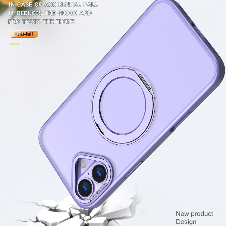 For iPhone 16 Wing Series MagSafe Magnetic Ring Holder Phone Case(Light Purple)