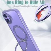 For iPhone 16 Wing Series MagSafe Magnetic Ring Holder Phone Case(Light Purple)