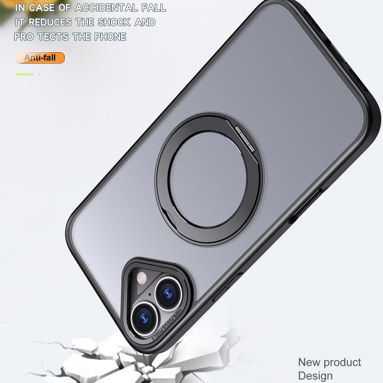For iPhone 16 Wing Series MagSafe Magnetic Ring Holder Phone Case(Black)