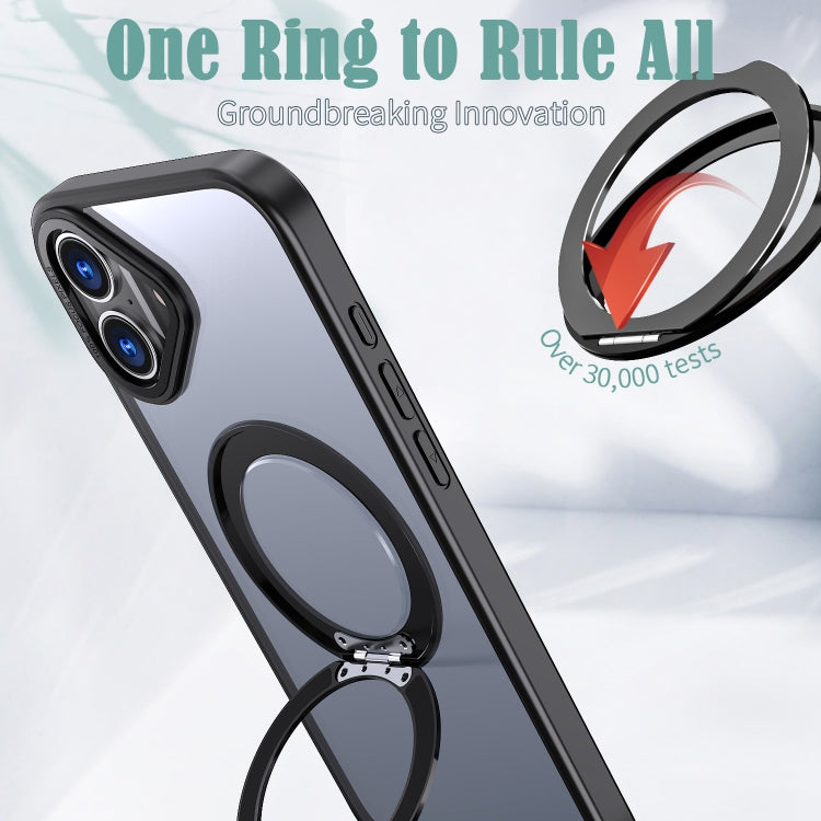 For iPhone 16 Wing Series MagSafe Magnetic Ring Holder Phone Case(Black)