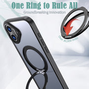 For iPhone 16 Wing Series MagSafe Magnetic Ring Holder Phone Case(Black)