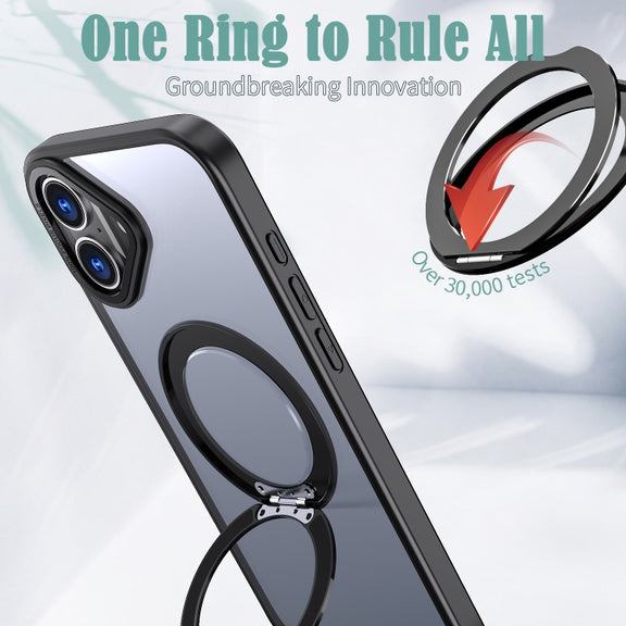 For iPhone 16 Wing Series MagSafe Magnetic Ring Holder Phone Case(Black)