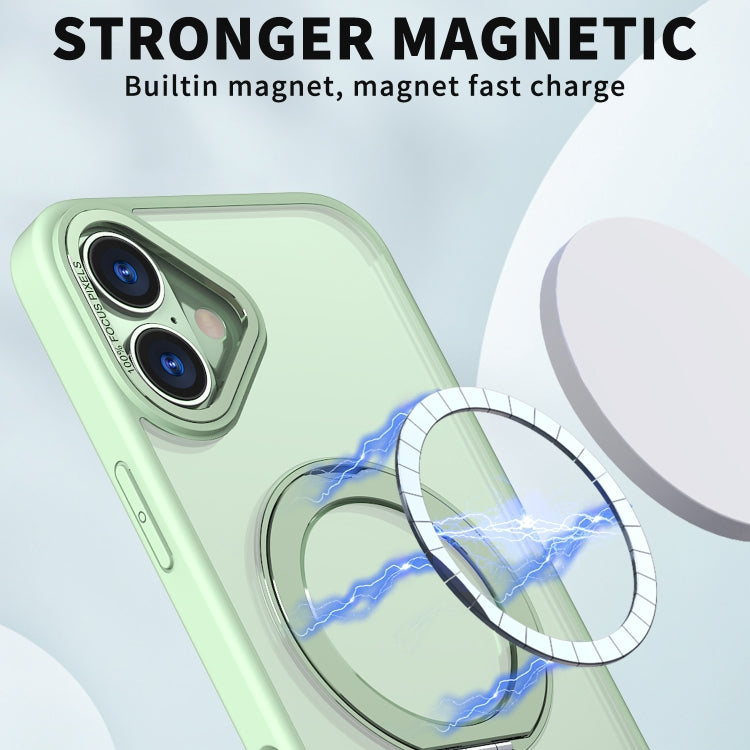 For iPhone 16 Wing Series MagSafe Magnetic Ring Holder Phone Case(Avocado Green)