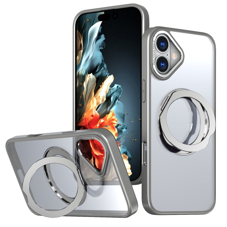 For iPhone 16 Wing Series MagSafe Magnetic Ring Holder Phone Case(Titanium Gray)