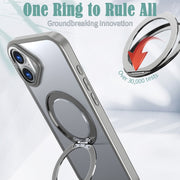 For iPhone 16 Wing Series MagSafe Magnetic Ring Holder Phone Case(Titanium Gray)