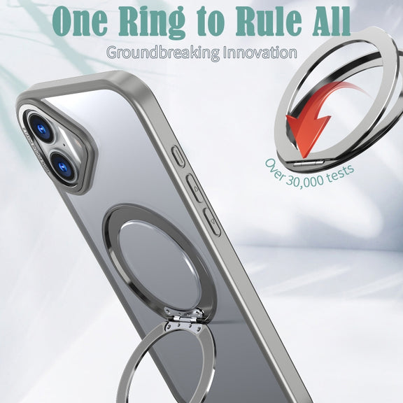 For iPhone 16 Wing Series MagSafe Magnetic Ring Holder Phone Case(Titanium Gray)