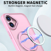 For iPhone 16 Wing Series MagSafe Magnetic Ring Holder Phone Case(Pink)
