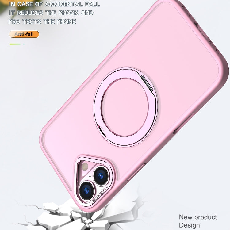 For iPhone 16 Wing Series MagSafe Magnetic Ring Holder Phone Case(Pink)
