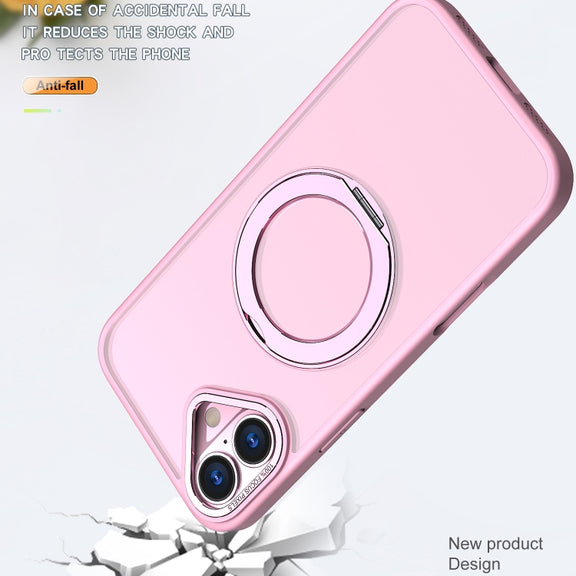 For iPhone 16 Wing Series MagSafe Magnetic Ring Holder Phone Case(Pink)