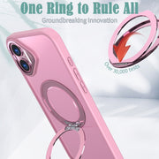 For iPhone 16 Wing Series MagSafe Magnetic Ring Holder Phone Case(Pink)