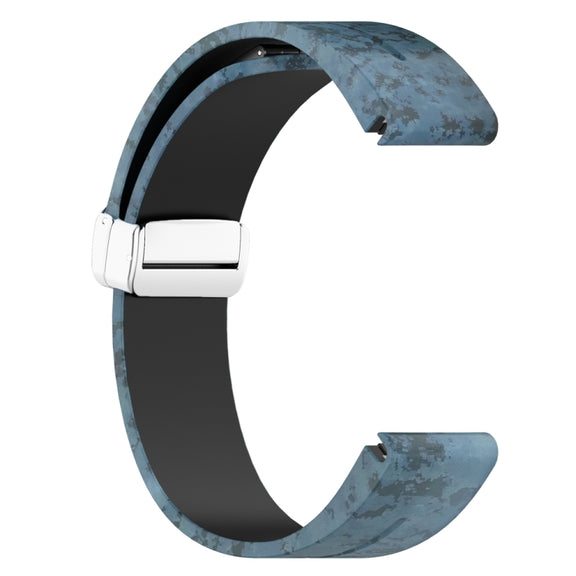 For Garmin Fenix 7S Magnetic Folding Silver Buckle Color Printed Silicone Watch Band(Mosaic)