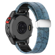 For Garmin Fenix 7 Magnetic Folding Silver Buckle Color Printed Silicone Watch Band(Mosaic)