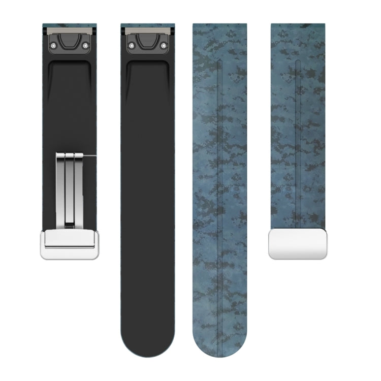 For Garmin Fenix 7 Magnetic Folding Silver Buckle Color Printed Silicone Watch Band(Mosaic)