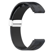 For Garmin Fenix 7 Magnetic Folding Silver Buckle Color Printed Silicone Watch Band(Camouflage Grey)