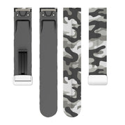 For Garmin Fenix 7X Magnetic Folding Silver Buckle Color Printed Silicone Watch Band(Camouflage White)