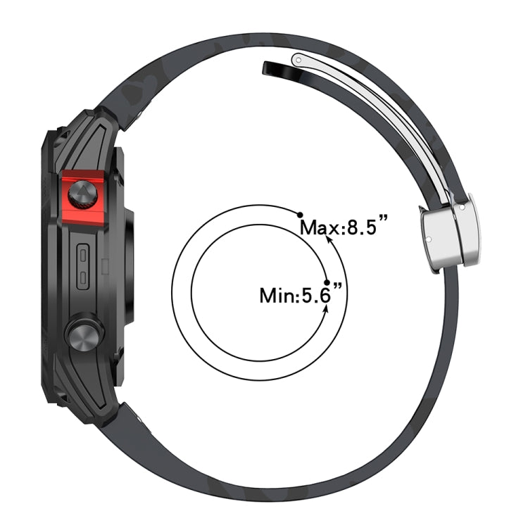 For Garmin Fenix 7 Magnetic Folding Silver Buckle Color Printed Silicone Watch Band(Camouflage White)
