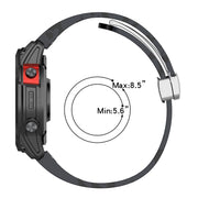 For Garmin Fenix 7 Magnetic Folding Silver Buckle Color Printed Silicone Watch Band(Camouflage Blue)