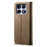 For Redmi K70 Ultra 5G Denim Texture Casual Style Horizontal Flip Leather Case(Khaki)