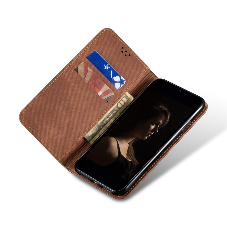 For Redmi K70 Ultra 5G Denim Texture Casual Style Horizontal Flip Leather Case(Brown)