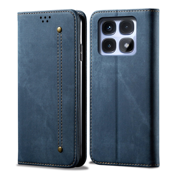 For Redmi K70 Ultra 5G Denim Texture Casual Style Horizontal Flip Leather Case(Blue)