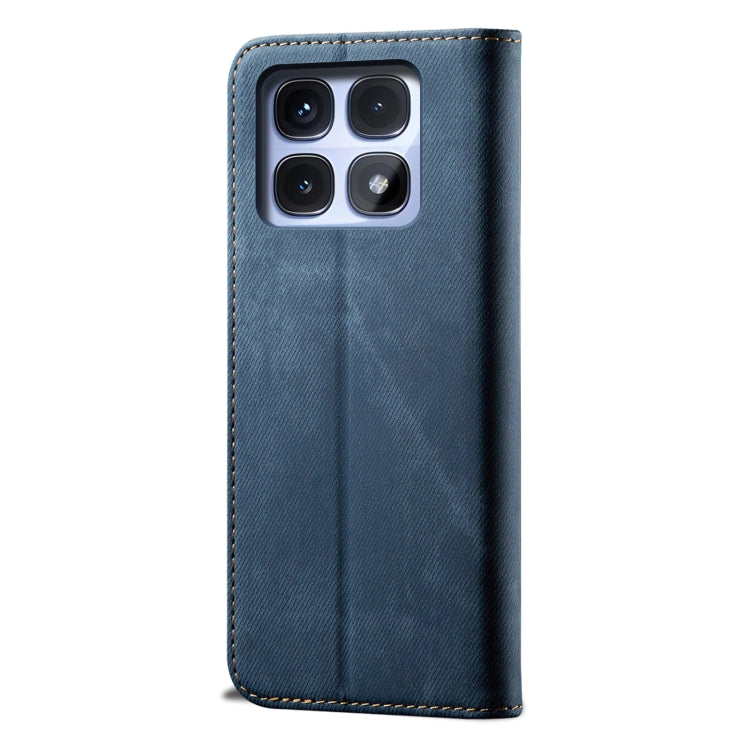 For Redmi K70 Ultra 5G Denim Texture Casual Style Horizontal Flip Leather Case(Blue)