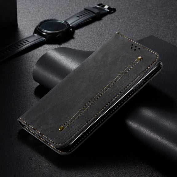 For Redmi K70 Ultra 5G Denim Texture Casual Style Horizontal Flip Leather Case(Black)