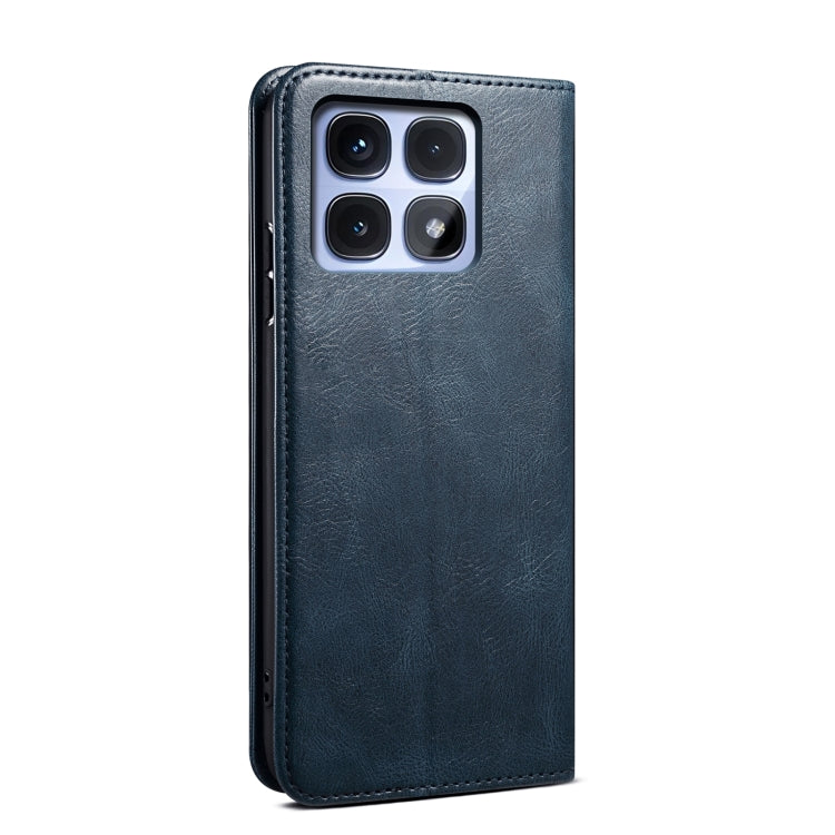 For Redmi K70 Ultra 5G Oil Wax Crazy Horse Texture Leather Phone Case(Blue)