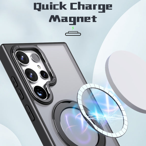 For Samsung Galaxy S24 Ultra 5G Wing Series MagSafe Magnetic Ring Holder Phone Case(Black)