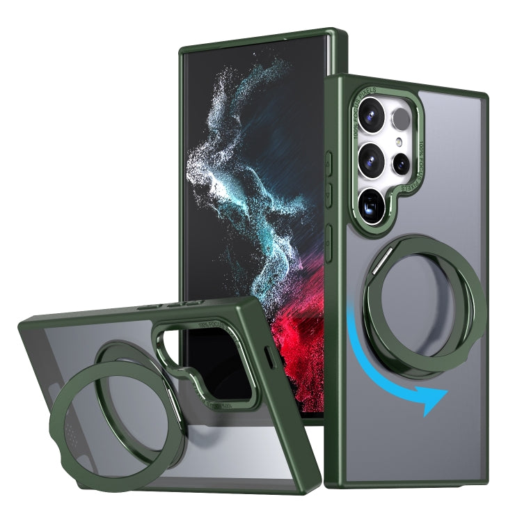For Samsung Galaxy S24 Ultra 5G Wing Series MagSafe Magnetic Ring Holder Phone Case(Green)