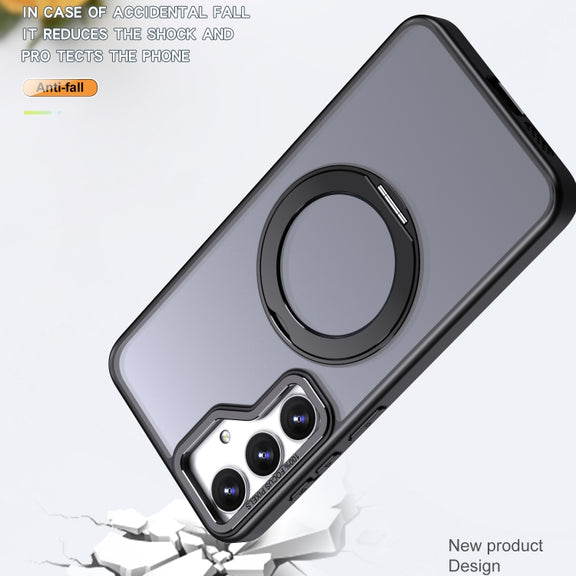 For Samsung Galaxy S24 5G Wing Series MagSafe Magnetic Ring Holder Phone Case(Black)