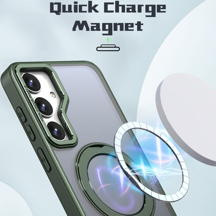 For Samsung Galaxy S24 5G Wing Series MagSafe Magnetic Ring Holder Phone Case(Green)