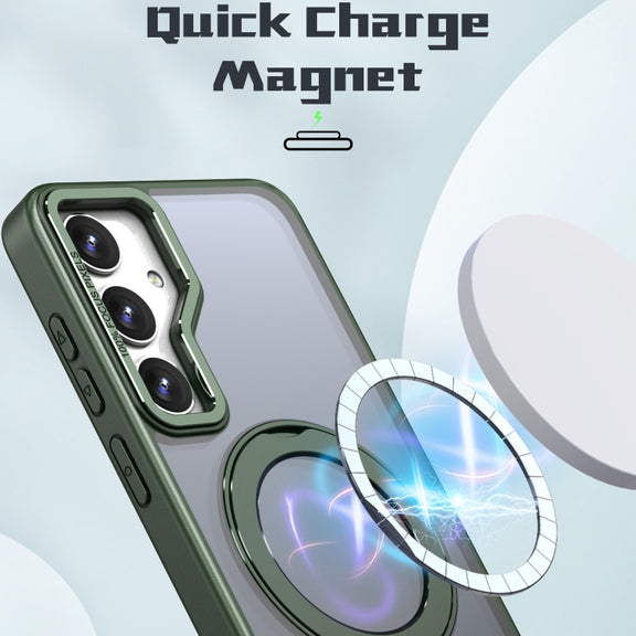 For Samsung Galaxy S24 5G Wing Series MagSafe Magnetic Ring Holder Phone Case(Green)