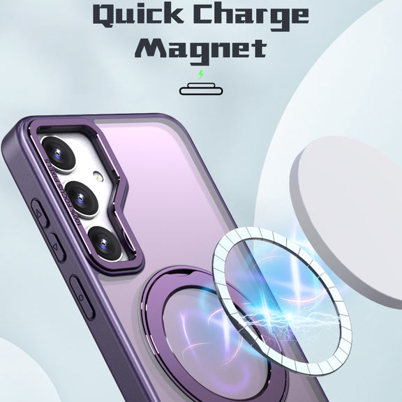 For Samsung Galaxy S24 5G Wing Series MagSafe Magnetic Ring Holder Phone Case(Dark Purple)