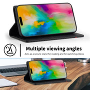 For iPhone 16 Pro Max LC.IMEEKE Carbon Fiber Leather Phone Case(Horizontal Black)